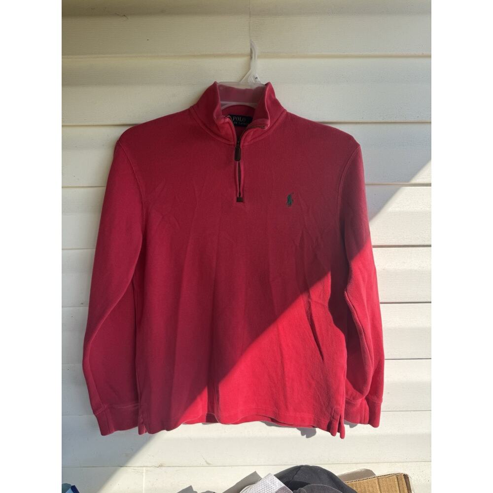 Polo Ralph Lauren Sweater Mens Small Red Quarter Zip Pullover Knit Pony Logo
